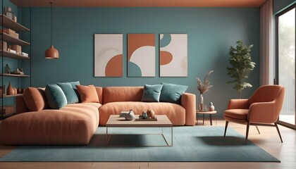 Photo interior modern design room 3D illustration