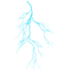 High-Voltage Thunderstorm Strikes Lifelike Lightning Bolt Effects on Transparent Background - PNG blue lightning effect. Realistic thunderstorm electric lightning.