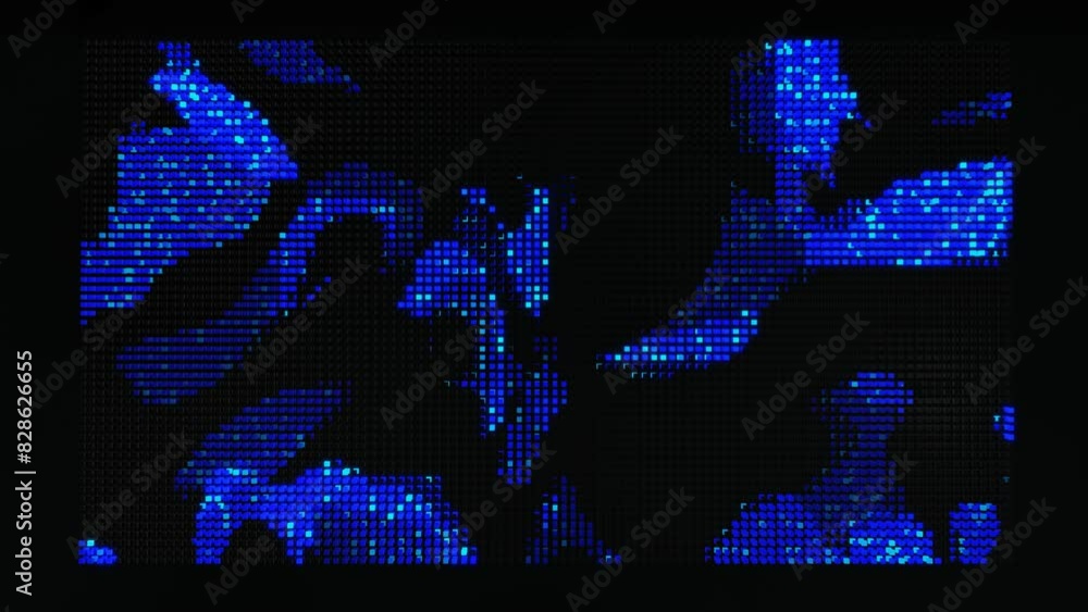 Aufkleber waves runs across pixels. 3d abstract looped background modern performance, lot of gray blocks form 