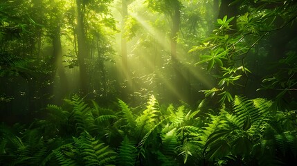 leafy green fern background. 