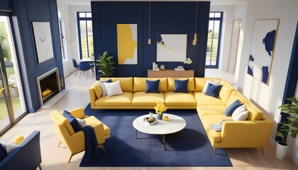 Photo interior modern design room 3D illustration