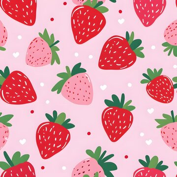 Fototapeta Red and Pink strawberry pattern