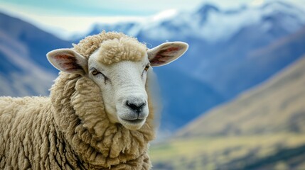 Fototapeta premium Lamb in the mountains. Generative AI