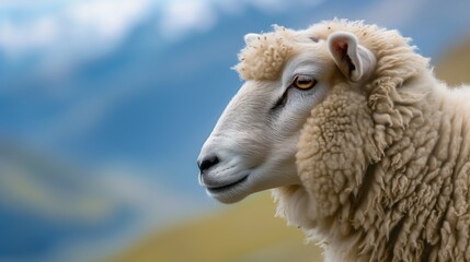 Obraz premium Lamb in the mountains. Generative AI