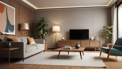 Photo interior modern design room 3D illustration