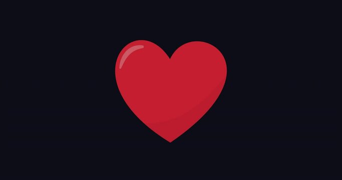 Heartbeat animation 4k. Red heart beating on black background in 4k format. Beating heart sign. Concept of love. Health concept.