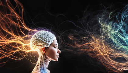 Neural pathways ignite with vibrant energy in digital art. Generative AI.