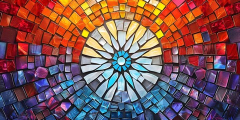 Naklejka premium Multicolored mosaic pattern diverse colors intricate arrangement kaleidoscopic effect visual diversity Abstract splashes of paint on white background