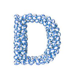 Symbol made of blue volleyballs. letter d