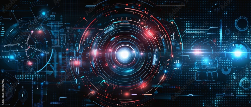 Poster technology background, graphical user interface abstract technology communication design.