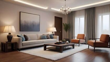 Photo interior modern design room 3D illustration