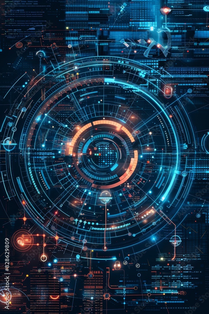 Poster technology background, graphical user interface abstract technology communication design.