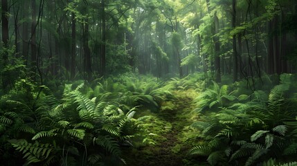 leafy green fern background. 