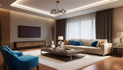 Photo interior modern design room 3D illustration