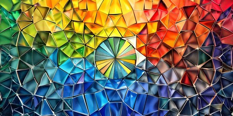 Multicolored mosaic pattern diverse colors intricate arrangement kaleidoscopic effect visual diversity  Abstract splashes of paint on white background