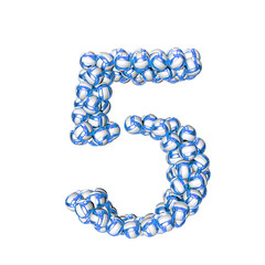 Symbol made of blue volleyballs. number 5