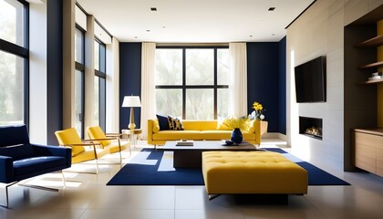 Photo interior modern design room 3D illustration