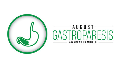 Gastroparesis Awareness Month is observed every year on August.banner design template Vector illustration background design.