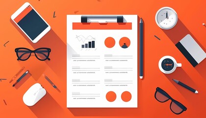 See a flat design of a project closure document