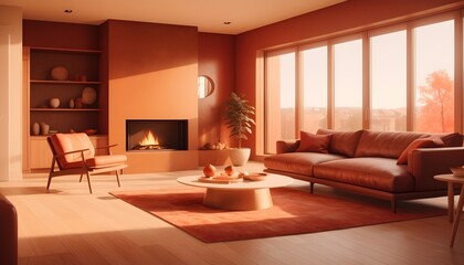 Photo interior modern design room 3D illustration