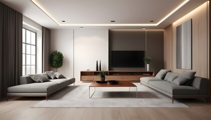 Photo interior modern design room 3D illustration