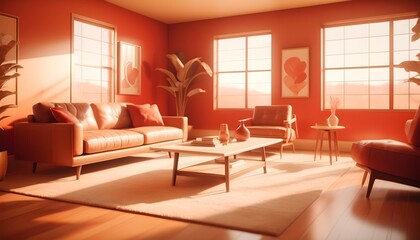 Photo interior modern design room 3D illustration