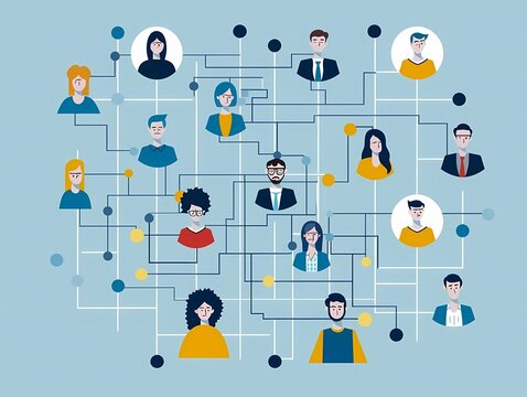 Imagine a flat design of a project stakeholder analysis chart