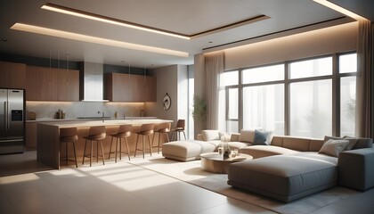 Fototapeta premium Photo interior modern design room 3D illustration