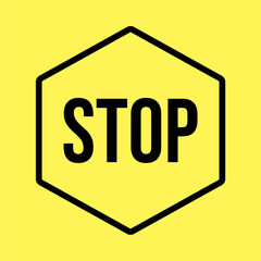 stop sign icon simple, line vector isolated on yellow background. trendy and modern design