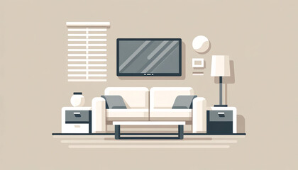 Simple flat design of a modern living room