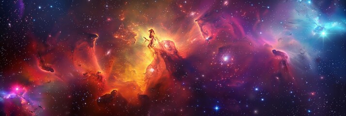 Fototapeta premium Galaxy Space background. Colorful nebula with star field. Astrology