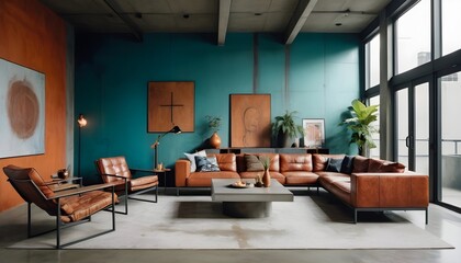 Photo interior modern design room 3D illustration