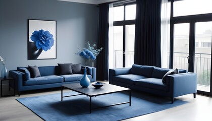 Photo interior modern design room 3D illustration