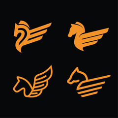 Pegasus horse logo set