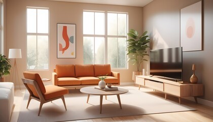 Photo interior modern design room 3D illustration