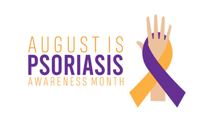 psoriasis awareness month is observed every year on August.banner design template Vector illustration background design.

