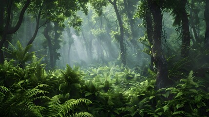 Fototapeta premium leafy green fern background. 