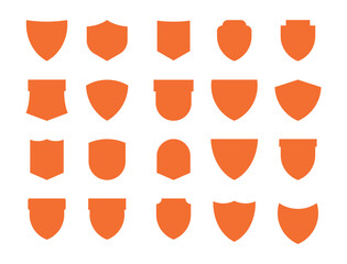 Shield design shapes collection orange abstract vector illustration graphic elements outline, badge, silhouette, security, company badge, label, armor, logo, vintage, borders, Heraldic