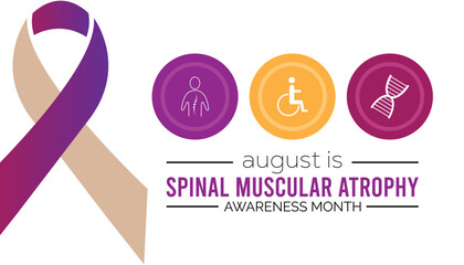 Spinal Muscular Atrophy Awareness Month is observed every year on August.banner design template Vector illustration background design.