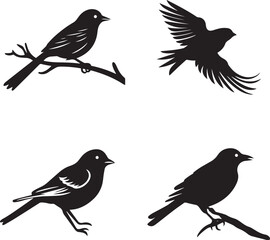Blackbird Vector Silhouette Set