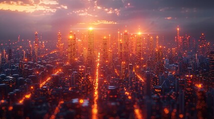 Fototapeta premium Smart city big data connection technology concept 