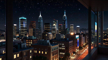 Fototapeta premium cosmopolitan cityscape at night