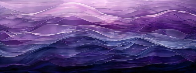 Obraz premium An abstract painting with layers of neat lines in varying shades of purple.