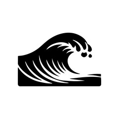 Vector silhouette of sea waves in the ocean simple design