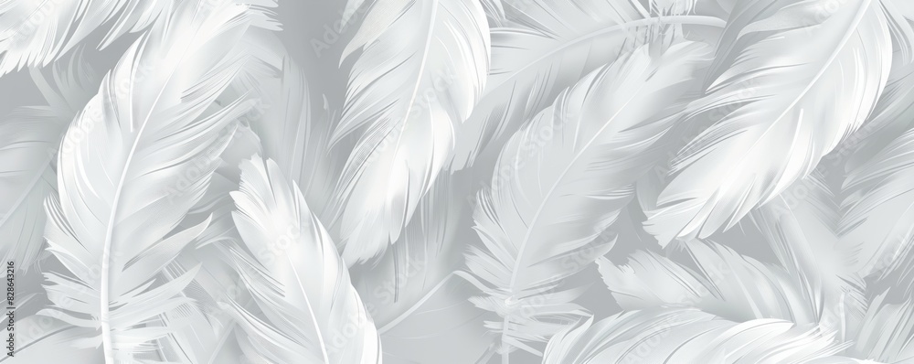 Poster abstract seamless pattern with white feathers in the style of vector illustration