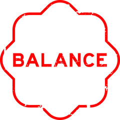 Grunge red balance word rubber seal stamp on white background