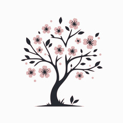 cherry blossom tree vector isolated