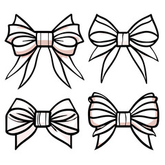 Vector set of red satin bow ribbons for gift decoration