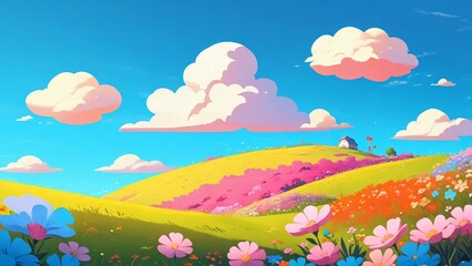 landscape with flowers