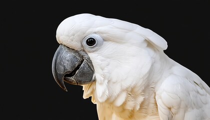 parrot close up head on black background